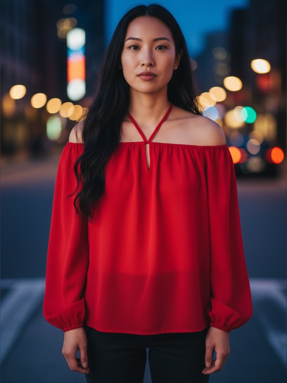 💃 Women's Off the Shoulder Red Blouse, Size XL - NWT